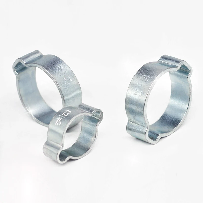 Turbo Double Vessel Ear Pipe Clamp Two Ear Clip Double Ear Hose Clamp Galvanized Clamp For 19mm (3/4) Tubing With 25 Mm Od