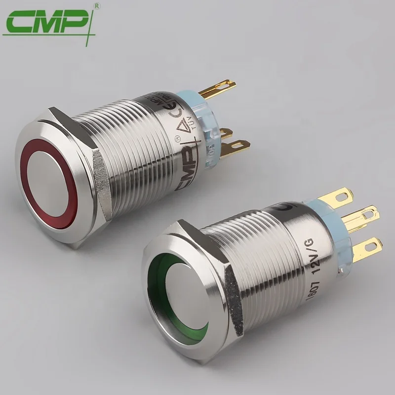 CMP metal waterproof spdt push button 12v led switch