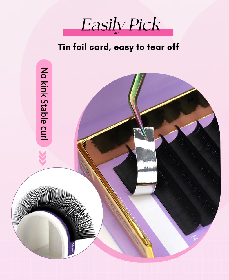 SP EYELASH Wholesale 0.03 0.05 Korean Pbt Matte Dark Black Volume Lash Supplies 5-25mm Individual Cashmere Lash Extensions Trays