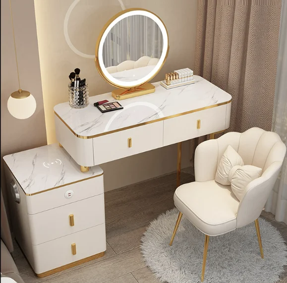 Роскошный туалетный столик белый туалетный столик со светодиодным зеркалом мебель для спальни