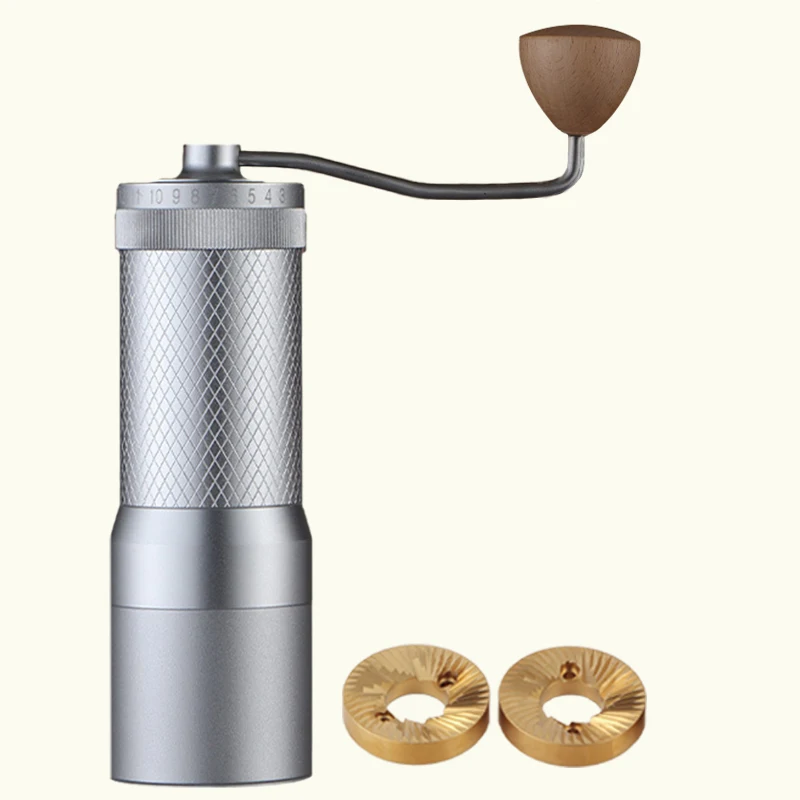 Custom Logo Titanium Plating Flat Burr Core Hand Coffee Manual Grinder Outdoors Coffee Tool Manufacturer Wholesale