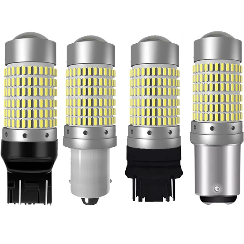AMS 1156 T20 1157 LED fog lights for cars and motorcycles 3157 P27-7W T25 3014 144 lights decoding brake Lamp turn lights