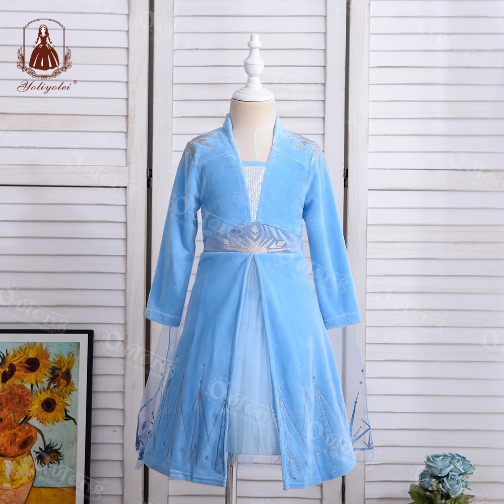 2t 3t 5t Customs Princess Kids Elsa Inspired Dress Christmas Halloween Pageant Pattern Anna Costume For Girls