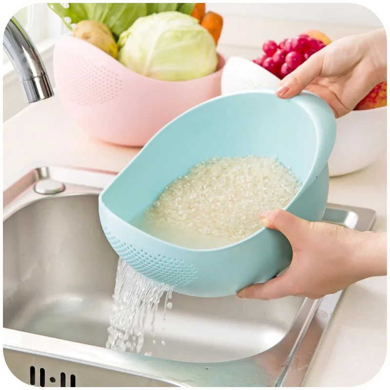 Wholesale Multifunction Kitchen Wash Rice Fruit Round Plastic Storage Basket for Household