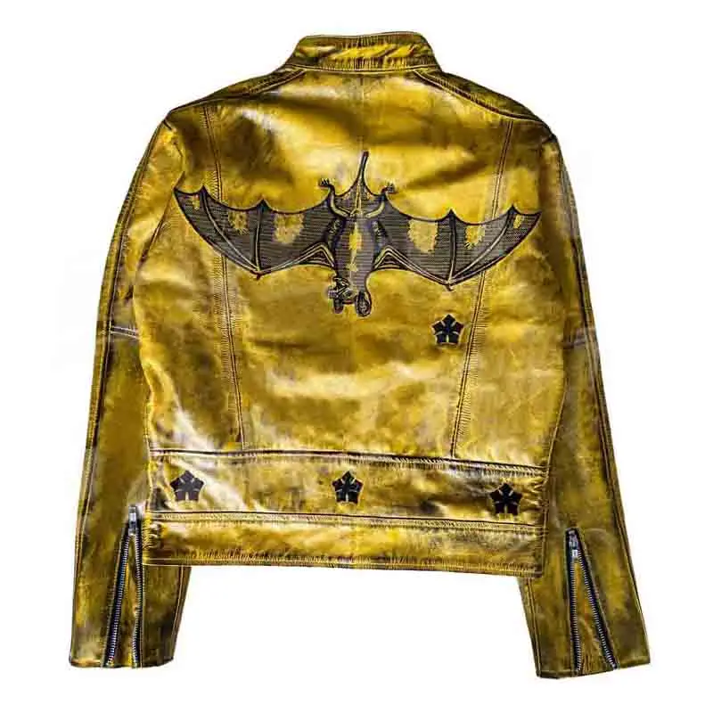 Custom Motorcycle Cropped Jacket Embroidery Print Zip Up Streetwear Motorbike Leather Jacket Men