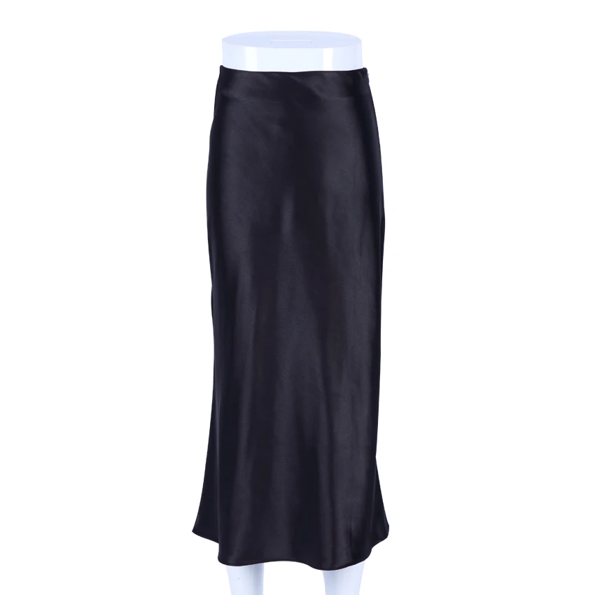  QINSI Ladies High Waisted Skirts 2022 Fashion Women Outfit Satin Skirt Fall