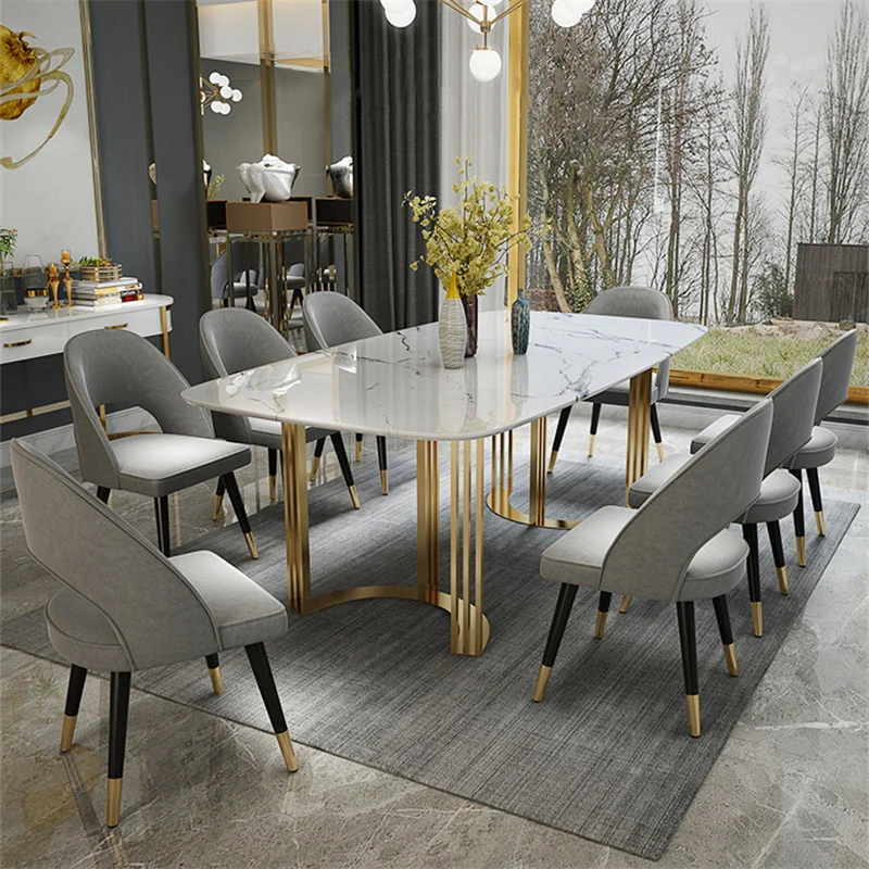 Foshan Marble Top Dining Table With 8 Chair For Home Full Size One Set Meubles De Maison Table And Chairs 6 Seater Set