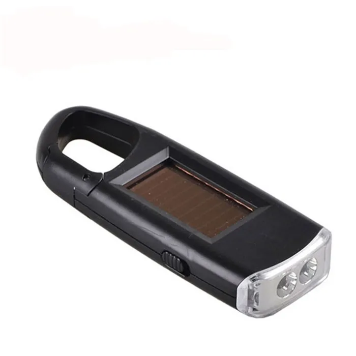 Mini Portable Solar Power LED Keychain Flashlight Useful rechargeable 2 LED Keyring Torch