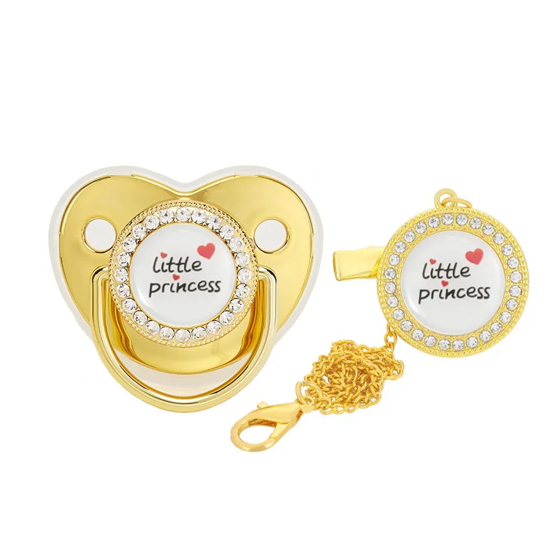 Hot selling love little princess baby dot diamond pacifier baby diamond pacifier play mouth with dust cover