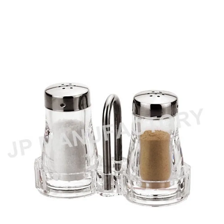 Hot sell Acrylic&stainless steel salt and pepper shaker set for Restaurant