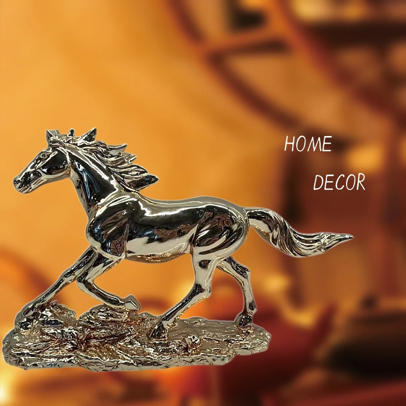 luxury  Living Room  Desk Animal Ceramic Figurine home Accessories Crafts small gold horse decor