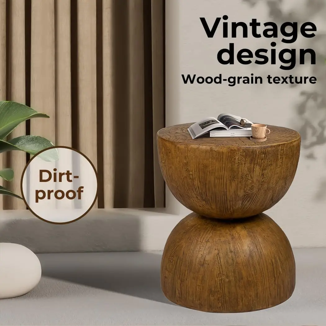 Stylish Sidekick for Any Sofa, Bed, or Little-Used Corner Natural Texture, and Elegant Style Wood Drum End Table