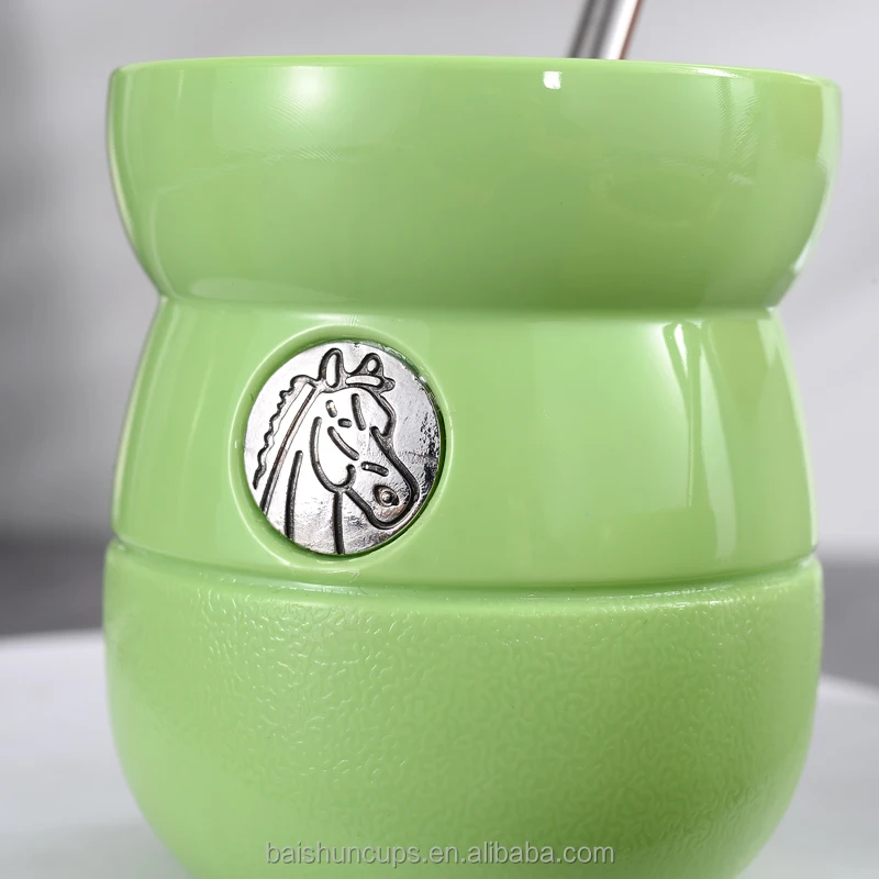 
Customized Logo,Argentina Yerba Gourd Mate,plastic Drink Tea Cup With Bombilla Straw 
