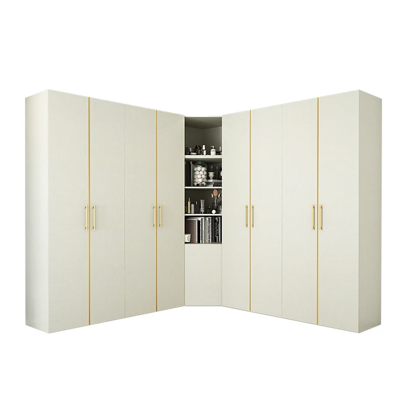 90 Degree Corner Cabinet L-shaped Closet U-shaped Checkroom Combination Cabinet Small Household Storage Bookcase Balcony Shelves