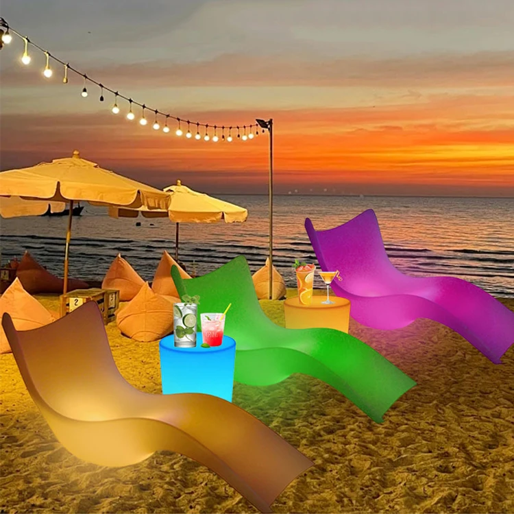 LED furniture Outdoor furniture relaxing chaise lounger sun chair sun bed lounge chair sun lounger