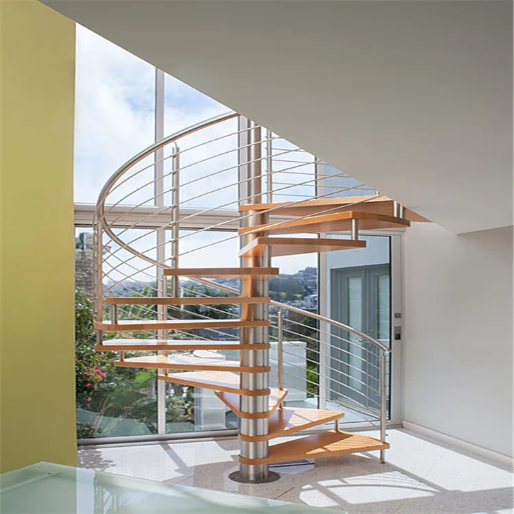 high quality spiral stairs case design kit wooden tread modern indoor used spiral staircase