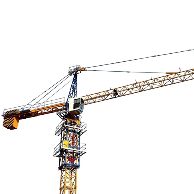 The boom made in China is 60m long and 6T QTZ 6010 internal climbing hammer head tower crane for self erection building is used