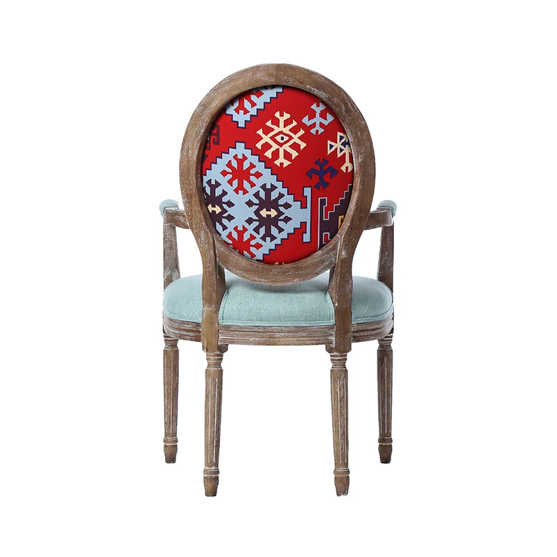 Factory custom American solid wood brand armrest retro leisure chair antique wedding banquet dining chair