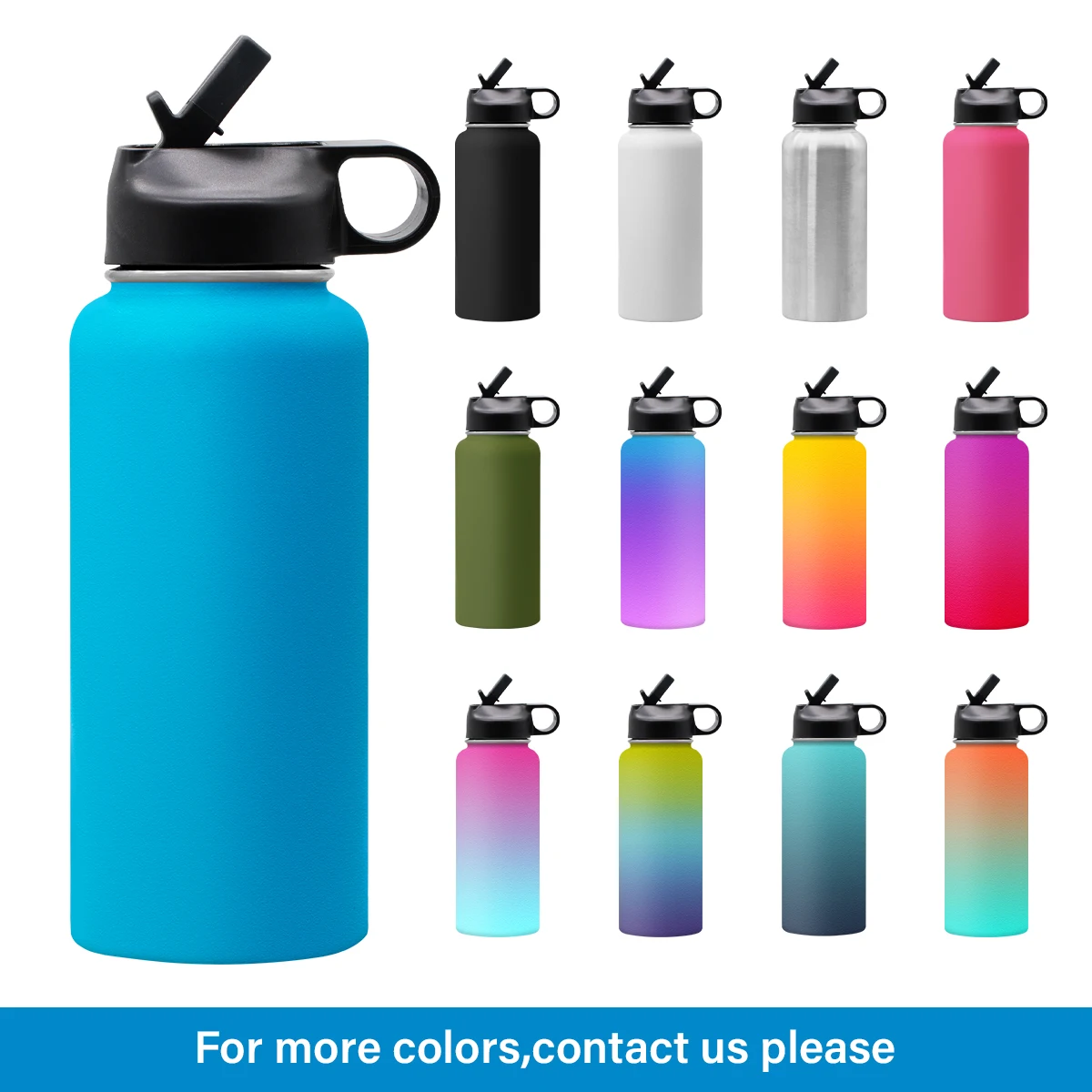 Бутылка для воды из нержавеющей стали с двойными стенками, 18/32/48/64 унции