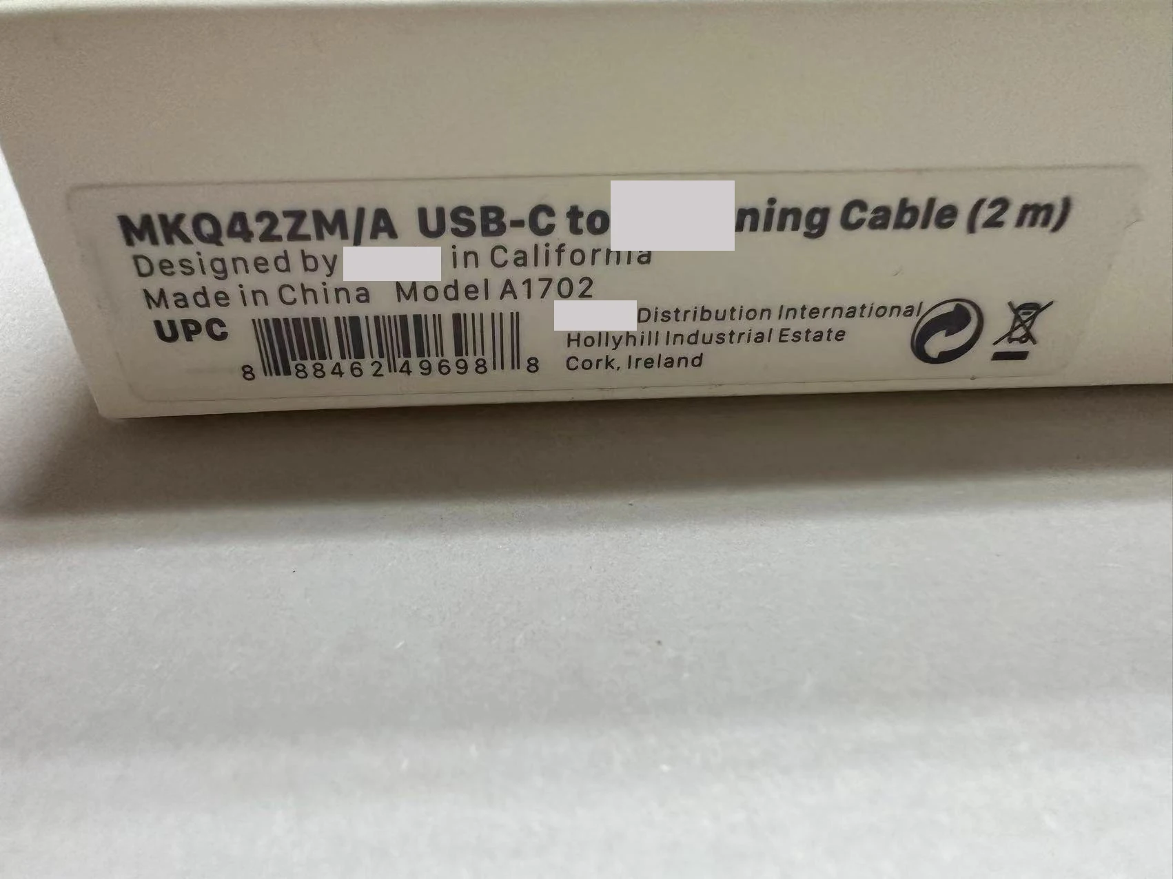 Original USB-C to Lighting Cable 2M MKQ42ZM/A Model A1702 UPC 888462496988 8PIN Charging Cable For iPhone 12 13 14 15 Pro Max