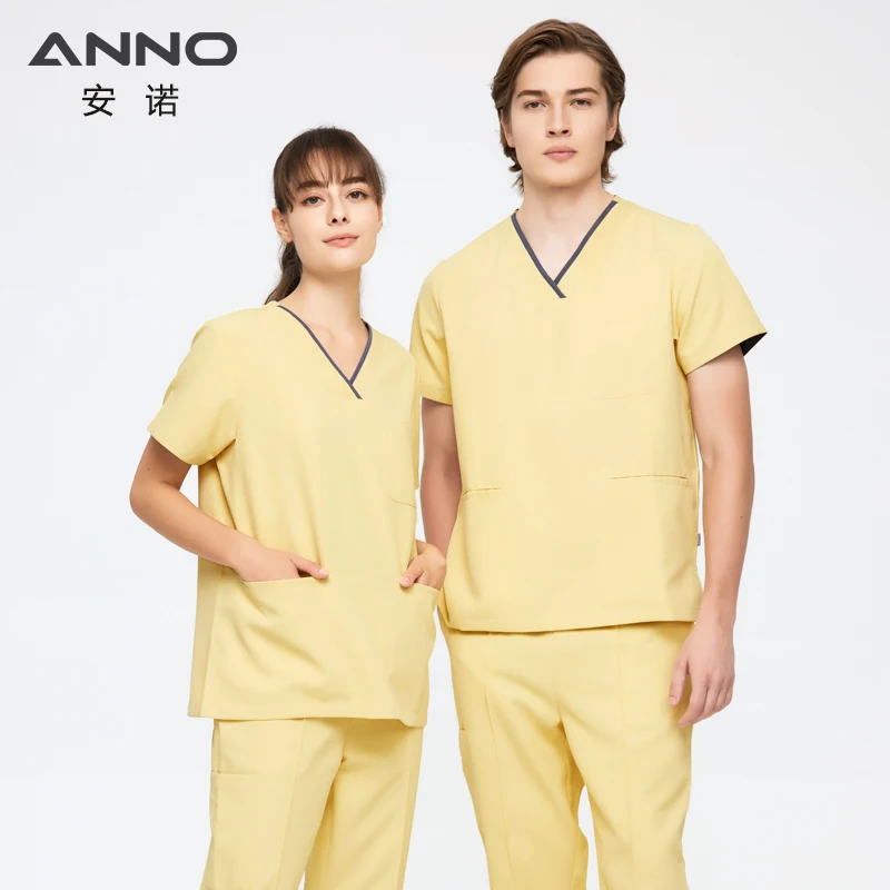 ANNO Customizable Logo Unisex Nurse Scrubs Sets Breathable Hospital Medical Clinic Scrub Suit Woven Doctor Uniforms New Design