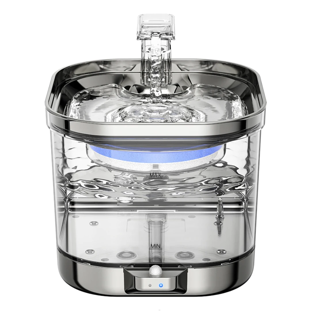 Безопасный беспроводной питомец фонтан из нержавеющей стали с батарейным питомец фильтр для кошек