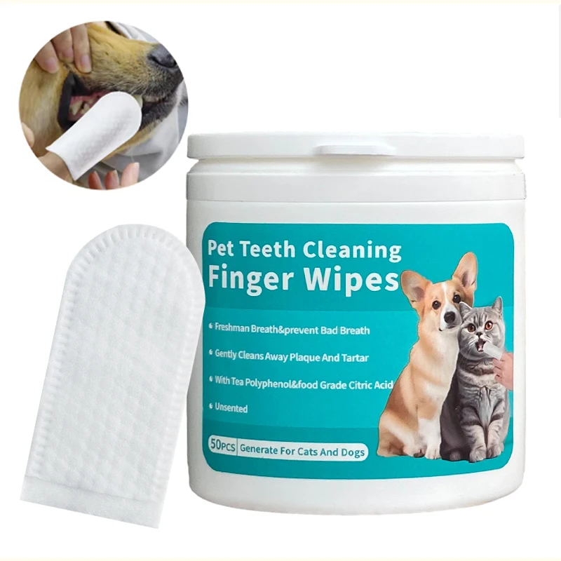 Pet Teeth Cleaning Finger Wet Wipes Dog Dental Finger Wipes Teeth Whitening Remove Tartar
