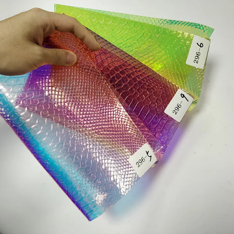 Holographic Embossing Pvc Transparent Dichroic Holographic Lamination Vinyl Roll For Bags DIY Craft