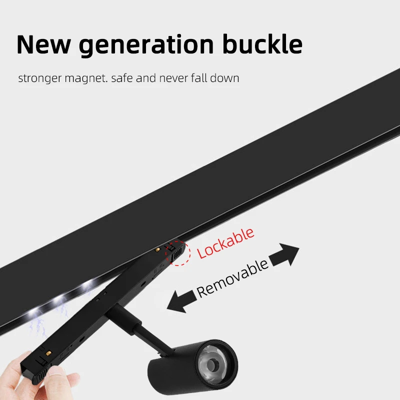 LuxHolic DC24V 48V Modular Design Surface Mounted Triac Smart LED Magnetic Spot Light System Led Magnetic Track Rail