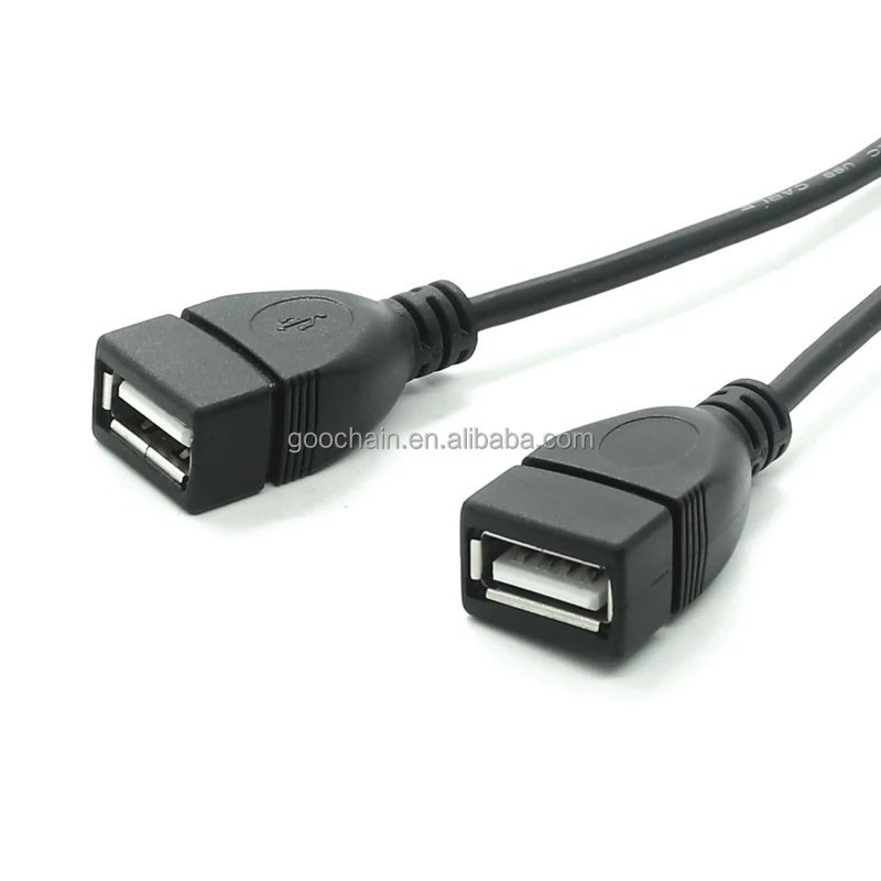 90 Degree Angle USB 2.0 A male to 2 Dual 2 USB Female Jack Cable  Y Splitter Hub Power Cord Extension Cable with Chip