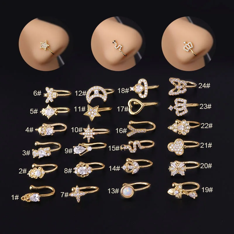New Micro Inlaid Zircon Nose Clip False Nose Ring No Hole Piercing Nose Ornament Fashion Jewelry