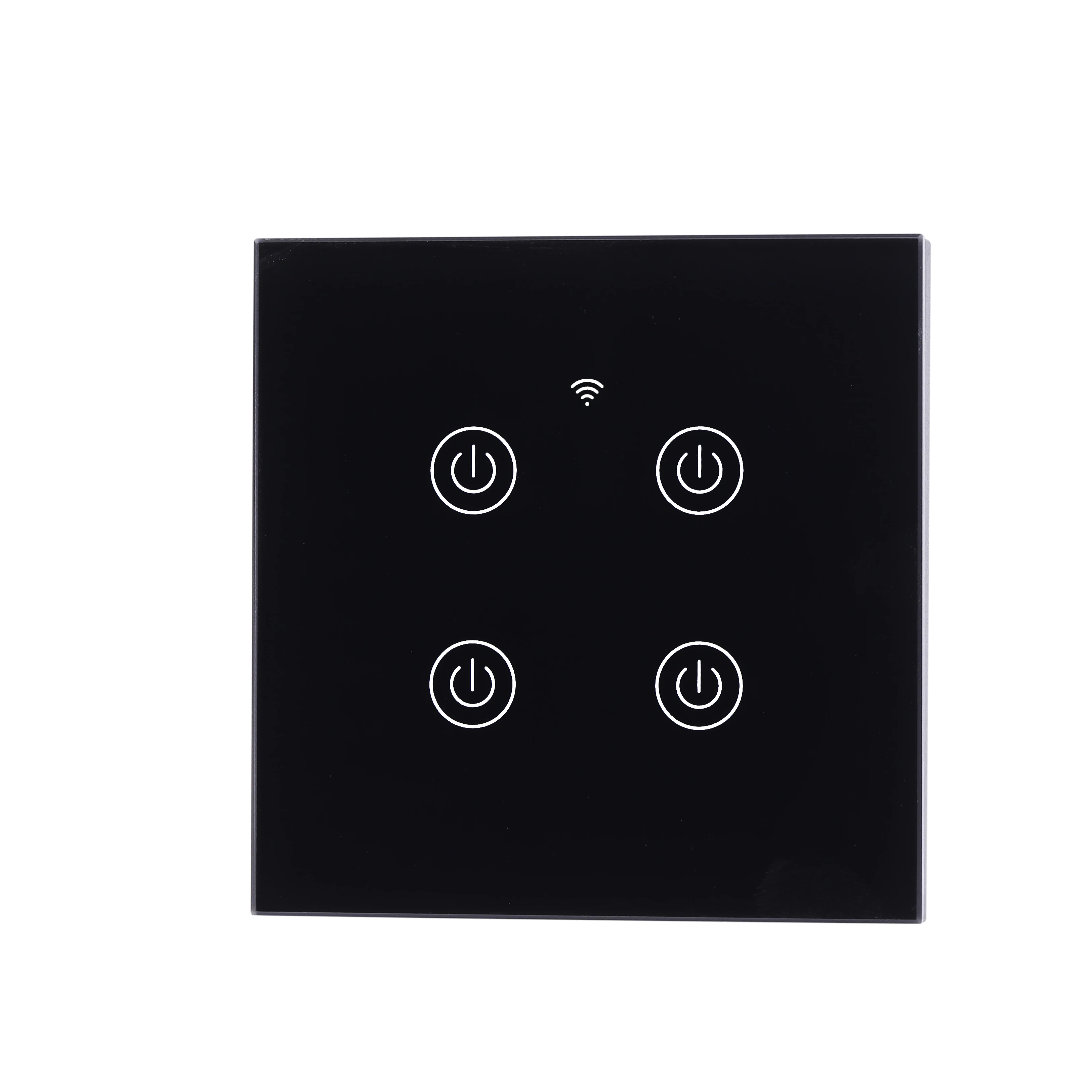 WIFI Black 4gang EU Standard Tuya APP Touch Wall Switch Smart Light Switch Glass Panel Light Smart Light Switch Glass Screen