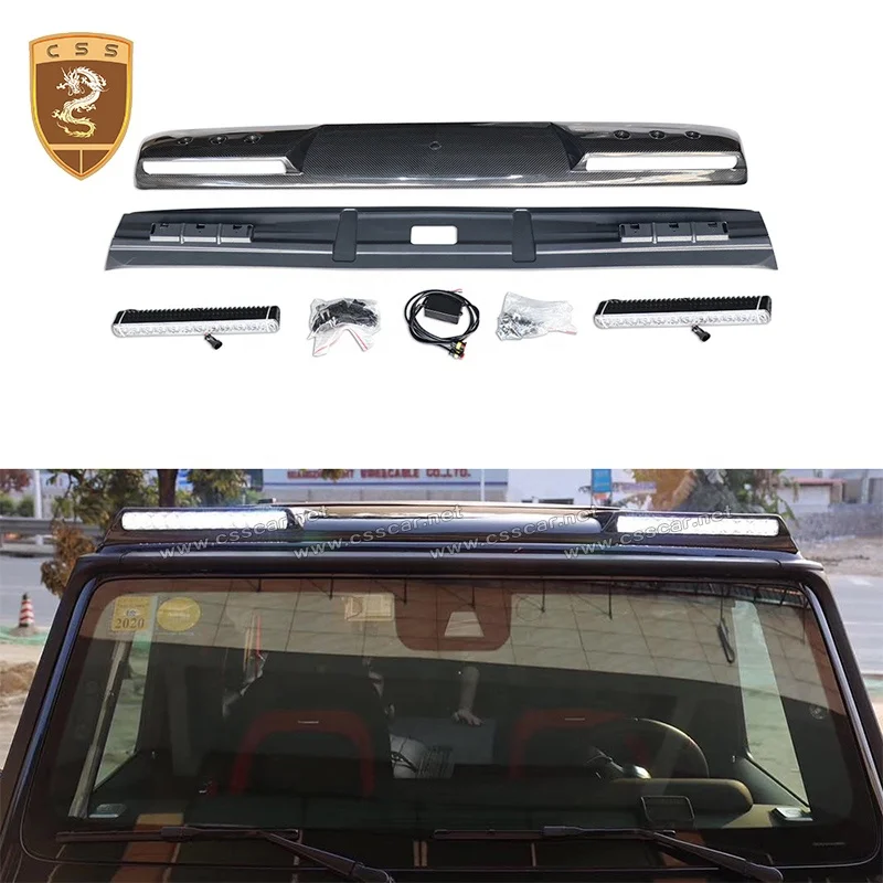  Upgrade B Style Carbon Fiber Front Roof Wing Spoiler With LED Light For Mercedes Bens G Class W464 G63