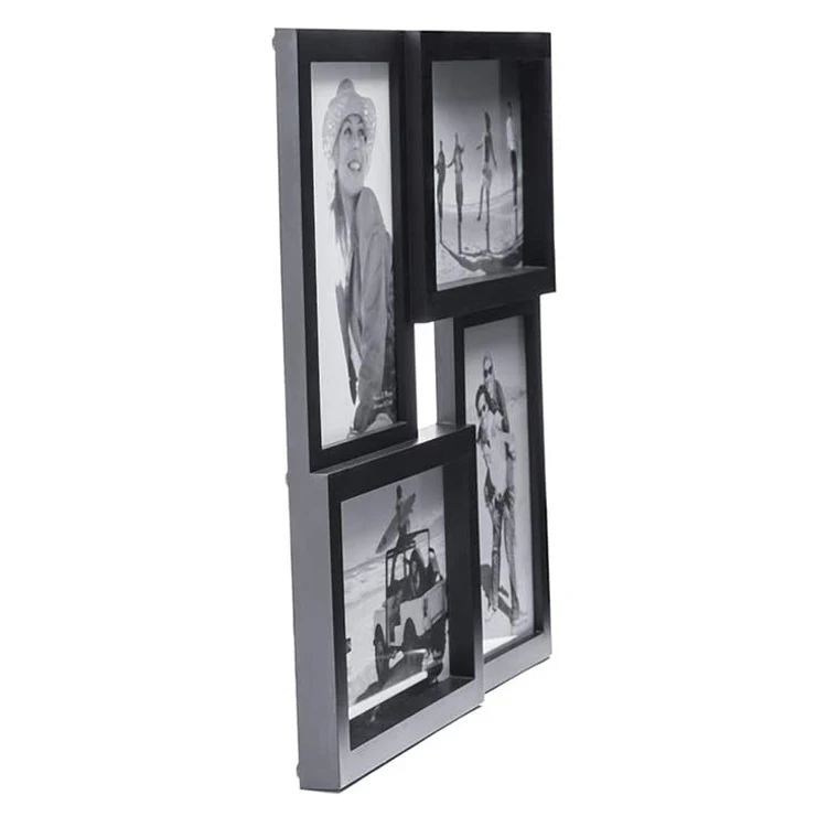 4x6 Collage Picture Frame with High Definition Glass Display 4-opening Family Multi Photo Frames for Wall Hanging