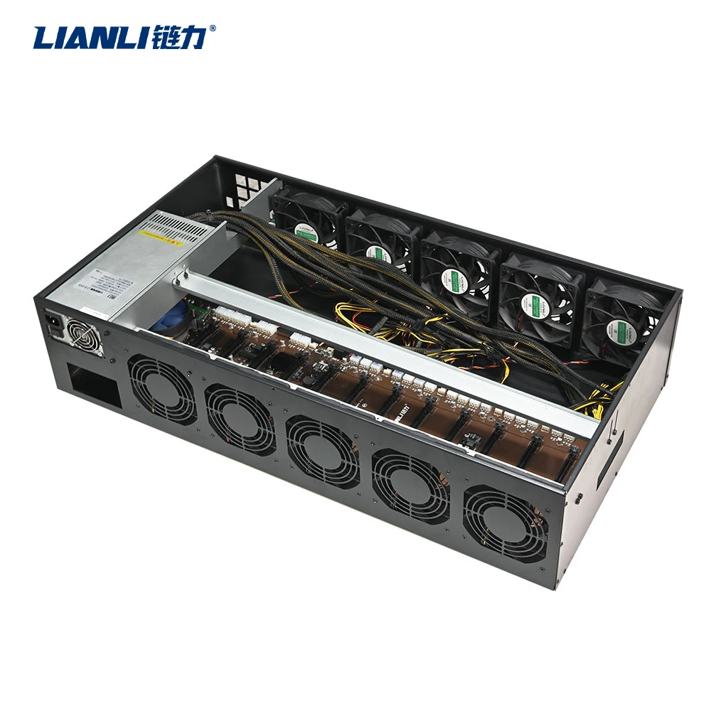 12gpu motherboard 55mm greater spacing slot 12 gpu server case 10*cooling fans low noise graphics cards case