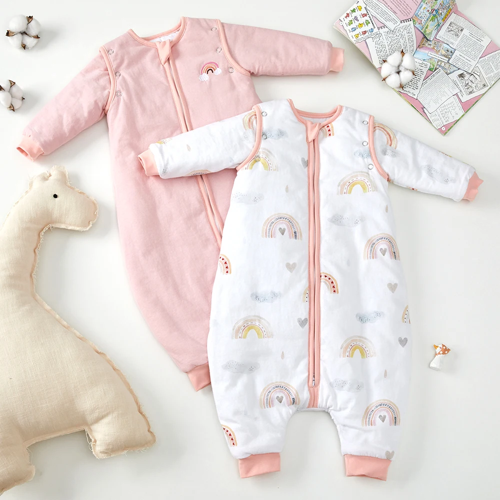 Detachable Sleeves Split Cotton Toddler Sleep Sack Winter Baby Sleeping Bag with Legs