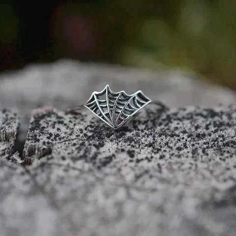 Gothic Punk Rock Cosplay Spiderman Unisex Halloween Jewelry Dark Series Hollow 925 Sterling Silver Spider Web Rings Men