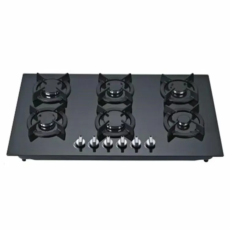 6 Burner built in gas hob glass top cooking gas cooktop with FFD euro gas stove for kitchen
