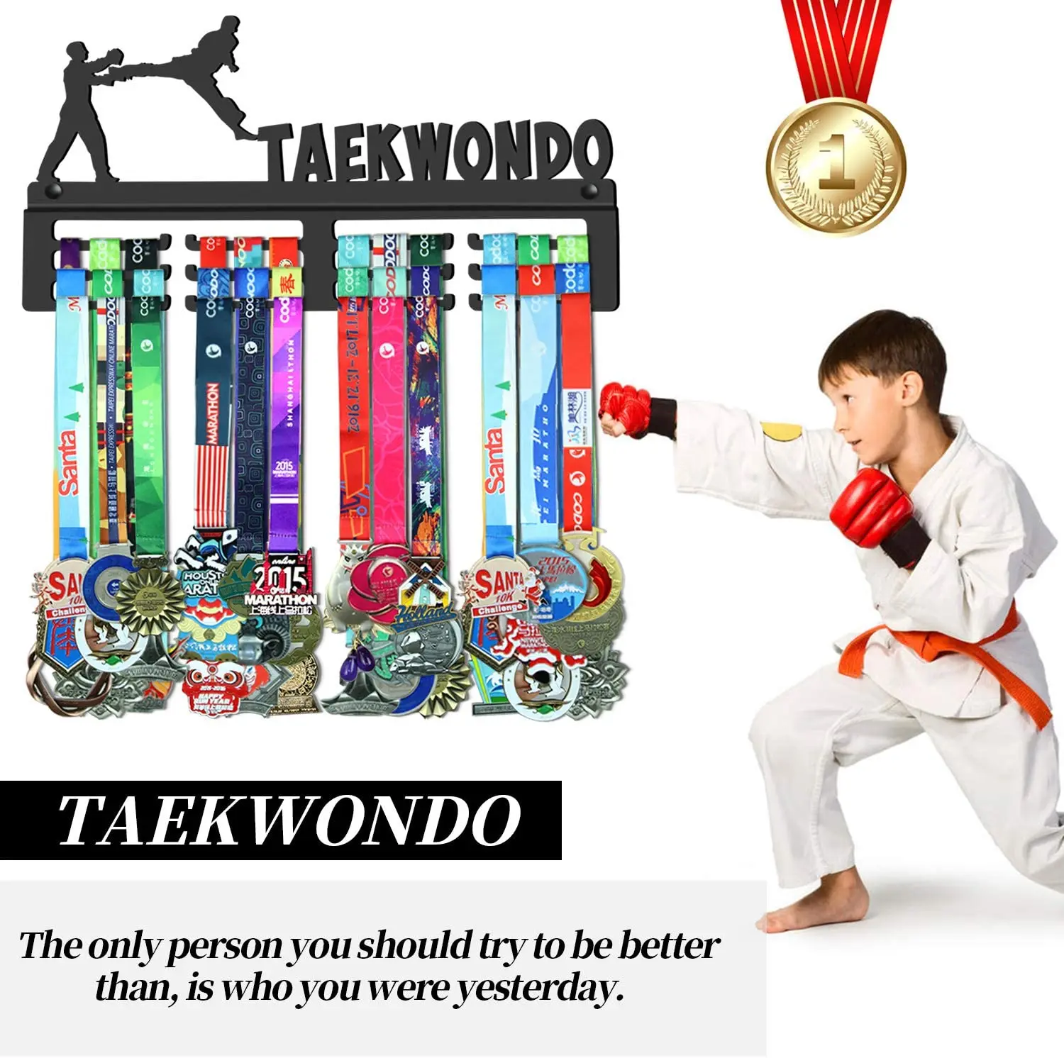 Custom Taekwondo Medal Holder Display Hanger Rack Frame Hold up to 50+ Medals Stainless Steel Medal Hanger