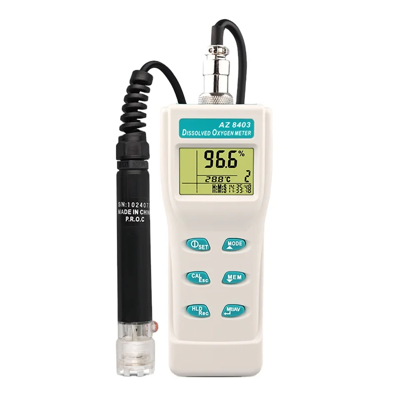 AZ8403 Portable Digital Fish Pond Water Quality Tester Meter Dissolved Oxygen Analyzer DO Meter With Memory