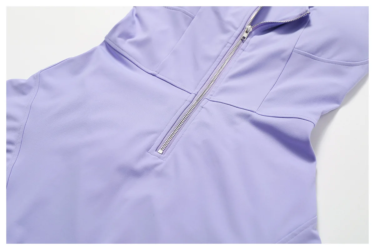 Custom Front Zipper Tennis Dress With Shorts Tennis Skirts Sports Set Women Gym Fitness Golf Suit Workout Running Wear Clothes