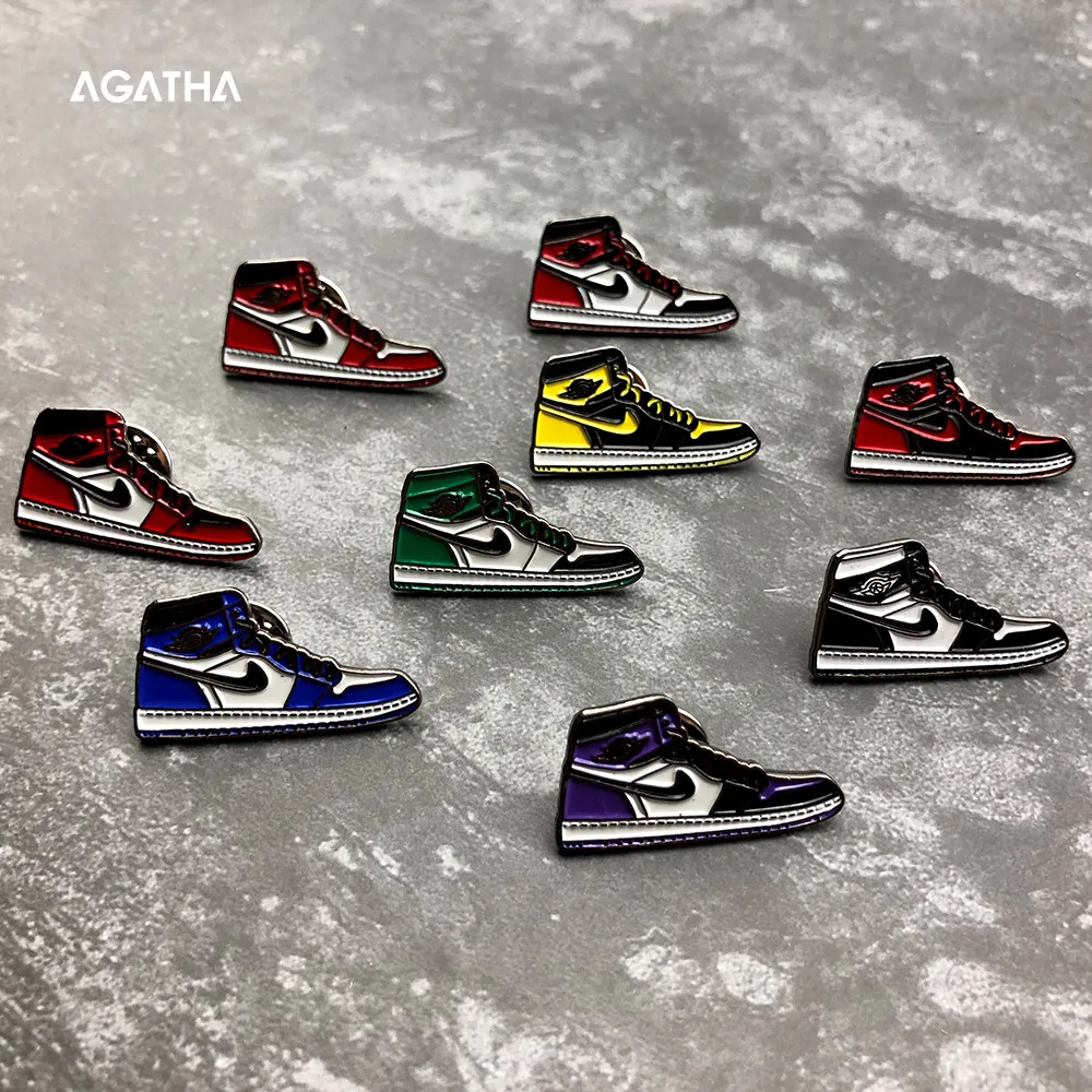 wholesale sports shoe metal black hard designer brooch custom lapel enamel sneaker pins