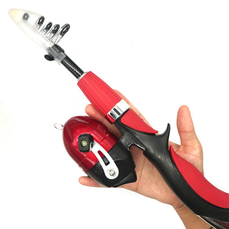 Fast delivery Kids Fishing Pole Set Telescopic Portable Lightweight Comfortable Grip Rod Kit With Reel Bait Box Fish Equipment