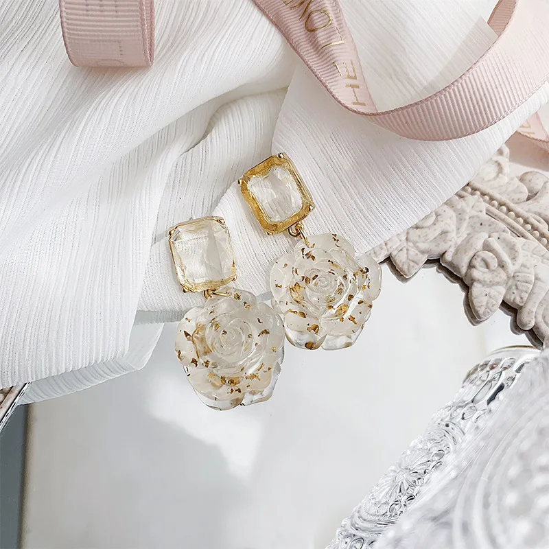 2024 Vintage Style Dainty Prism Pop Bright Gem Spectrum Splash Dazzle Flowers Shape Earrings Multiple Colors Accessory Drops