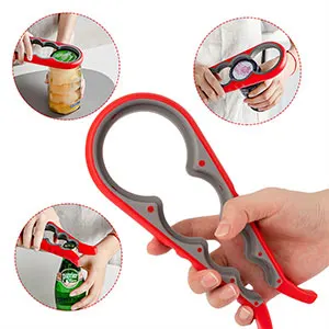 Kitchen Multifunctional Adjustable 4 in 1 Kitchen Lid Silicone Slip Jar Bottle Can Opener