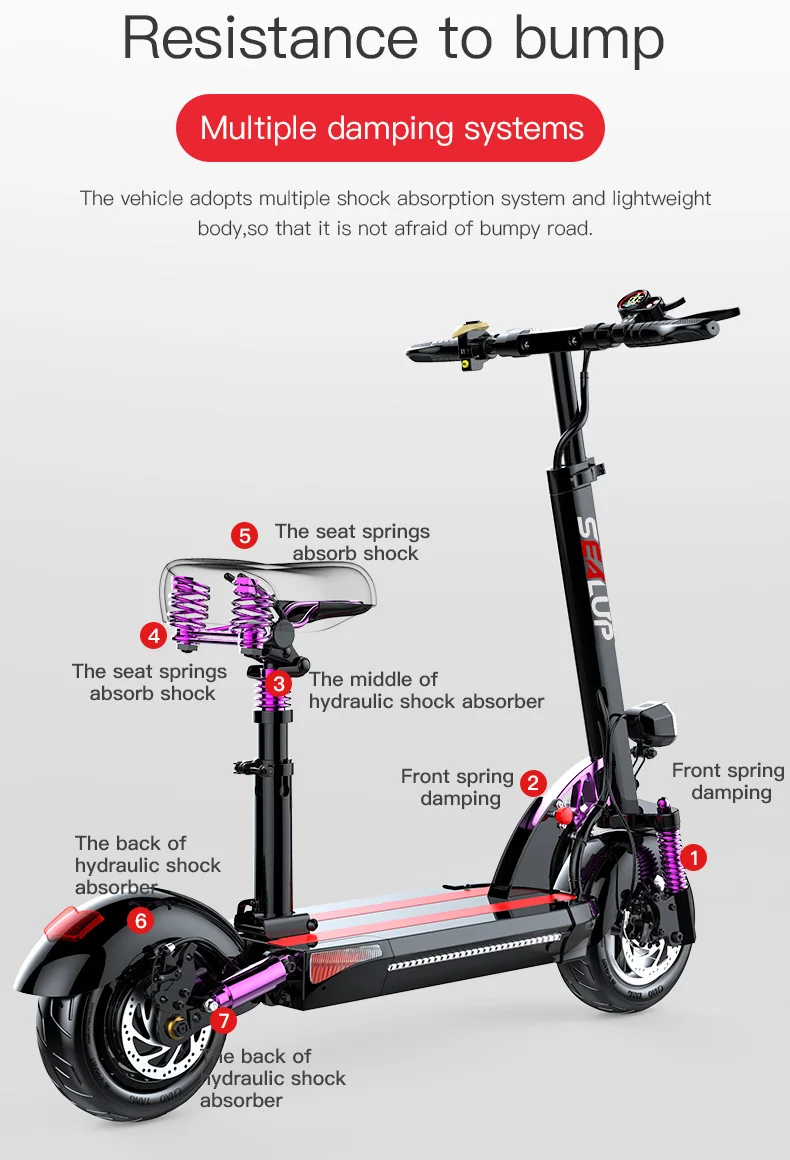 2021 Adult Foldable Electric Scooter Portable 12 Inch 48V 500W