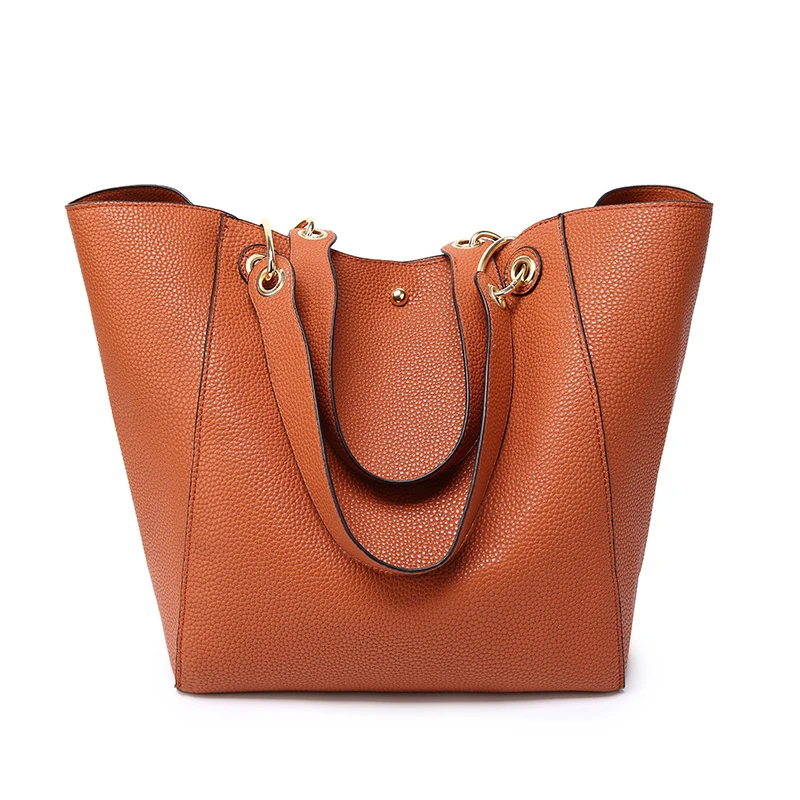 Simple Design Large Capacity Magnetic Closure Luxury PU Leather Tote Women Handbags for Girls Ladies