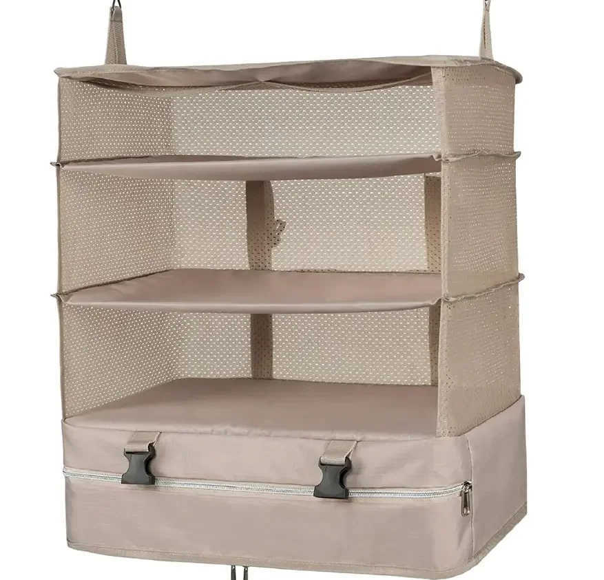 Custom Recycle RPET Travel Luggage Organizer Packing Cube Portable Hanging Shelves Storage Suitcase Garment Bag Space Saver Bag