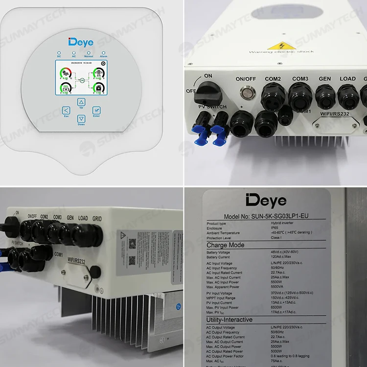 Deye Solar Inverter Hybrid Sun-5k-sg03lp1-eu 5kw 6kw 8kw Single Phase Hybrid Solar Energy Inverter For All In One System