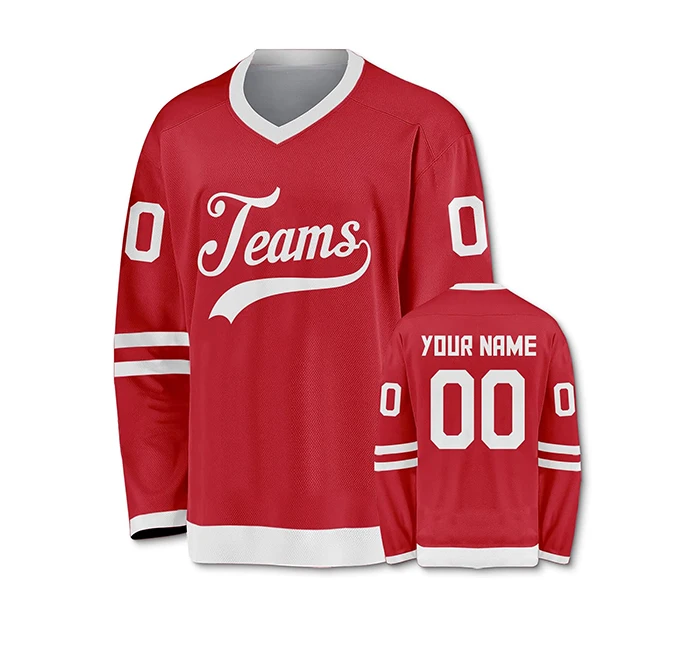 Custom Low MOQ High Quality Practice Wholesale Custom Men Women Red Hockey Wear Youth Cheap Blank Ice Hockey Jersey